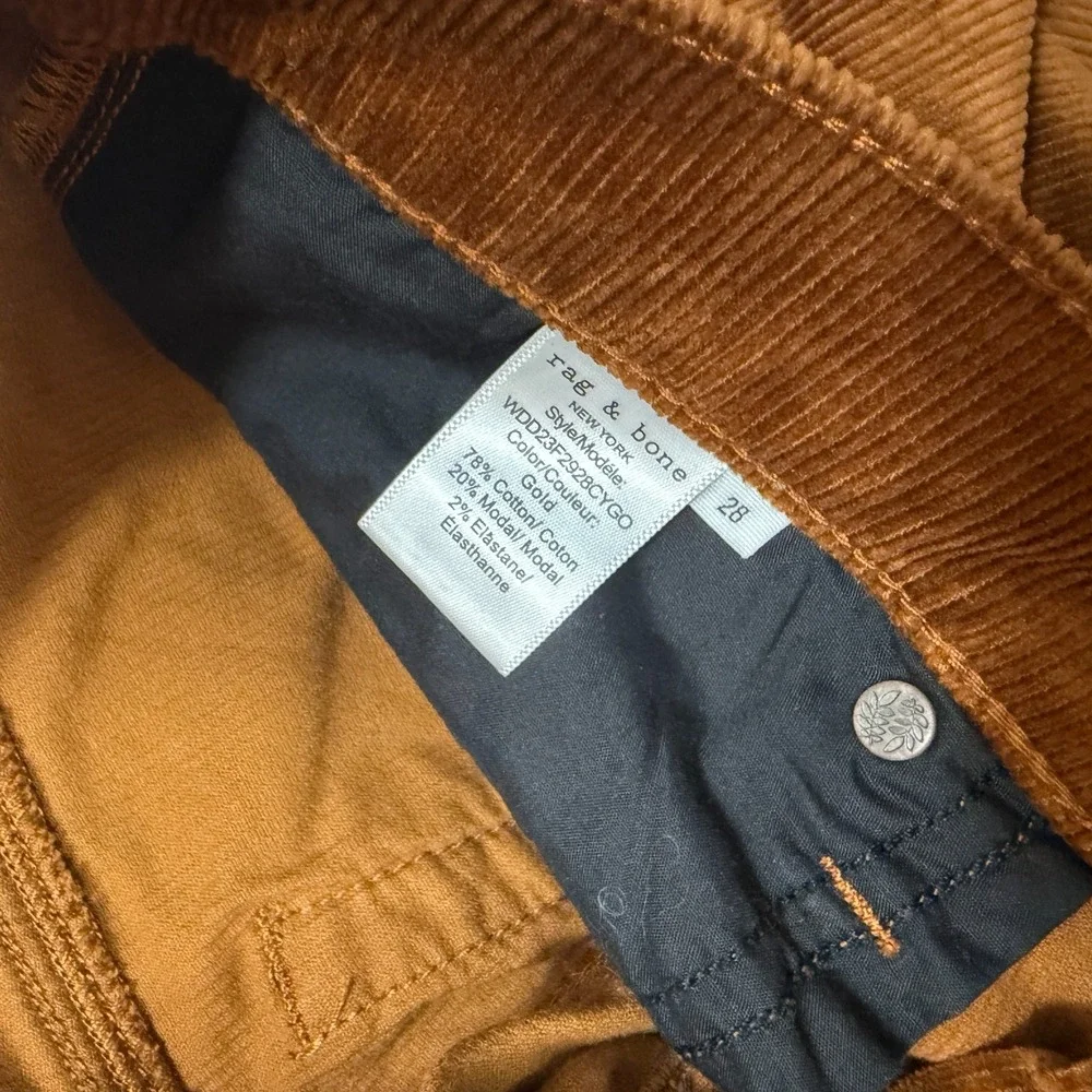 Rag & Bone Peyton Cord Mid Rise Boot Cut Corduroy Pants Size 28 Brown